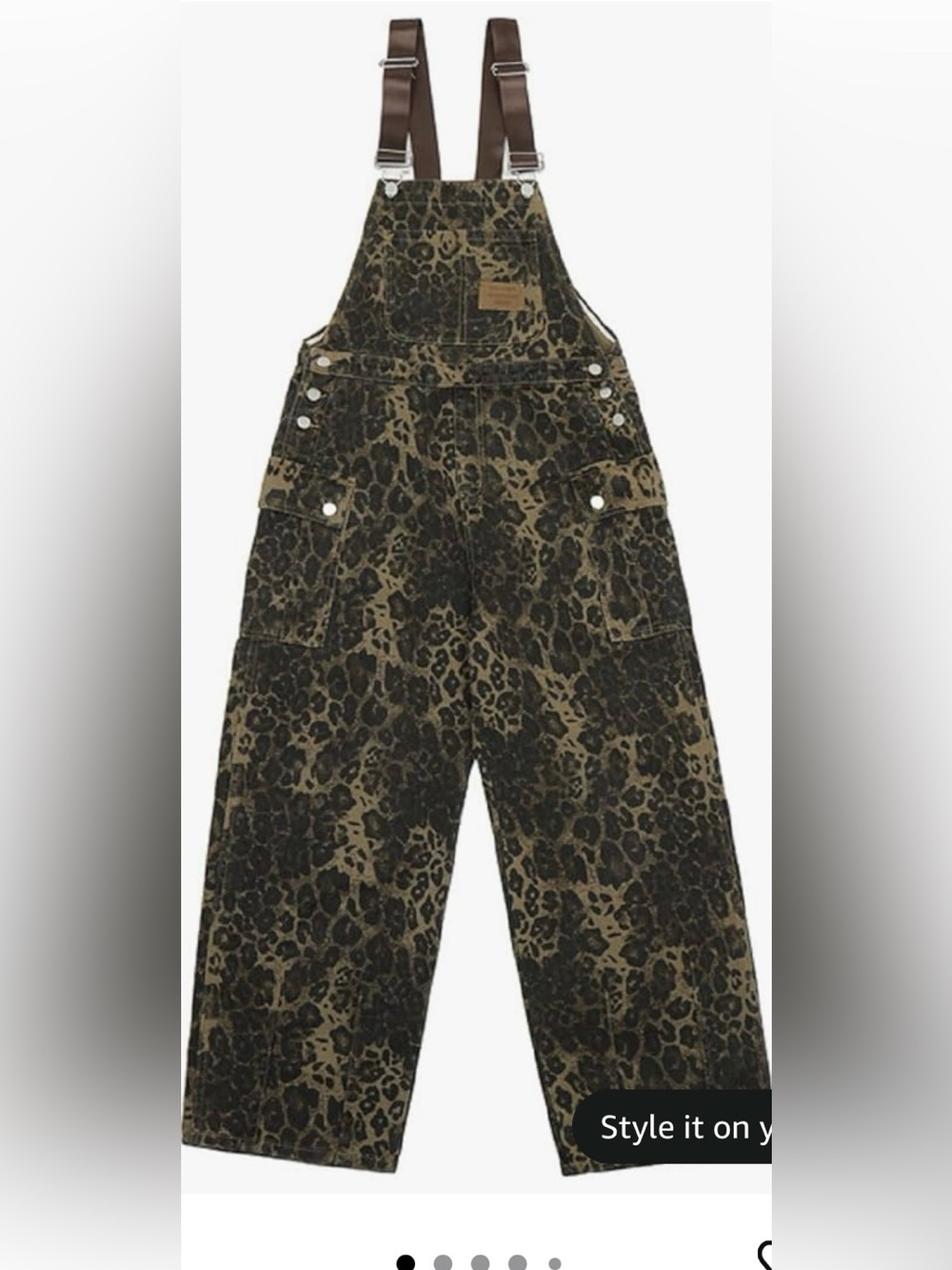 Olive Leopard Print Overalls